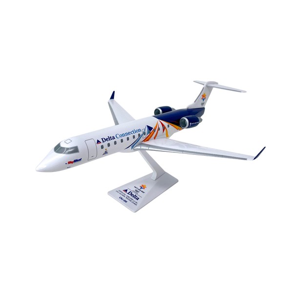 Flight Miniatures Delta Connection SkyWest Olympic 2002 CRJ200 1:100 Scale - Plastic Snap-Fit Model Airplane