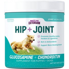 Health Extension Chondroitin with Glucosamine for Dog, Arthritis Pain Relief Vitamin, Joint & Hip Supplement Cheese Flavored Powder, Suitable for All Types of Puppies & Dogs, (8 Oz / 226 g)
