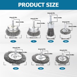 12 Piece Hexagonal Rod Wire Brush Set, Multifunctional Corrugated Steel Wire, Excellent Wire Brush Drill, Durable Wire Drill Brush Set, Wire Brushes Wheel for Rust Removal Polishing