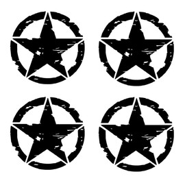 Car Stickers, Destroyed Military Star Sticker US Army, 4 Pieces Modified Five-pointed Vinyl Stickers for SUV, Truck, Motorcycle, Military, Star for SUV (Black, 15 x 15 cm)