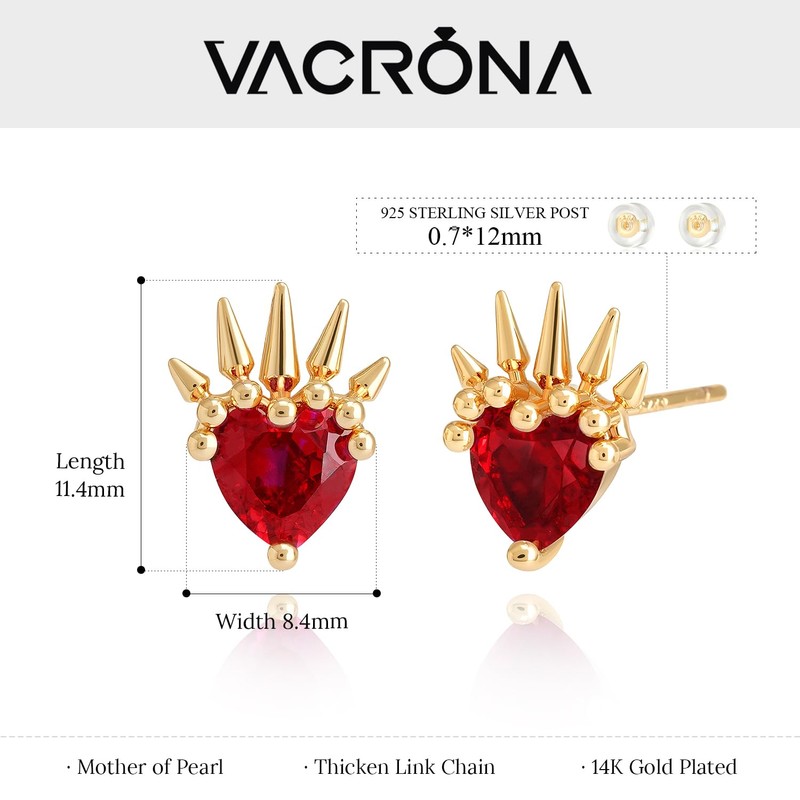 VACRONA Heart Stud Earrings for Women