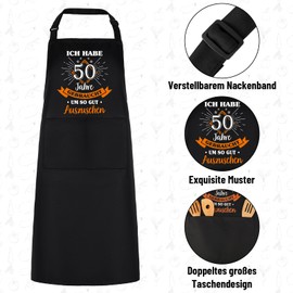 Livdouyu 40/50th Birthday Man, BBQ Apron for Men Funny Waterproof BBQ Apron Kitchen Apron Cooking Apron Men Gift Ideas Gifts Birthday Man, black