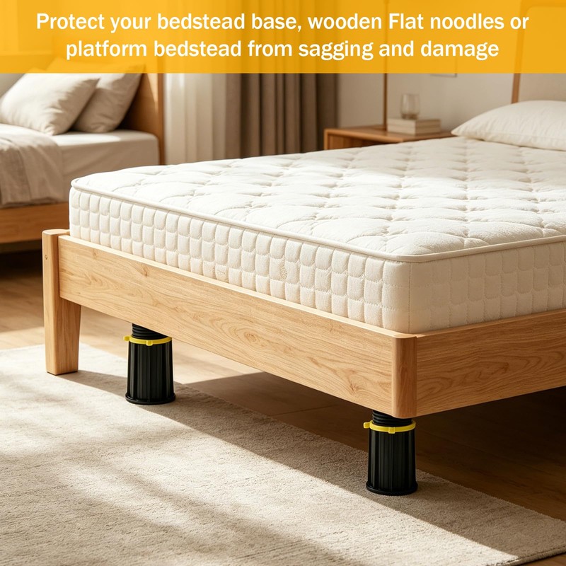 Adjustable Height Bed Support Legs, 4 Pack Thick Bed Frame