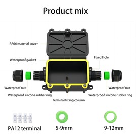 KLJ Junction Box Waterproof IP68 2-Way Plug M2068-2T Coaxial Cable Connection Cable Range 5 to 12 mm Electric External Power Cable Junction Boxes (KLJ-FSH-2T, 1)