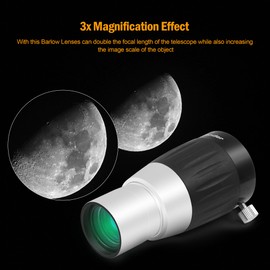 Astromania Barlow Lens 3X 1.25 Inch - 4-Elements Multi-Coated Metal TeleXtender for Telescope - Premium Apochromatic Design Telescope Accessories for Astronomical Photography