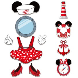 BOpusail 11Pcs Girl Captain Mouse Cruise Door Magnets Birthday Cruises Door Decor Summer Life Preserver Ring Refrigerator Magnet Waterproof Magnetic Sticker for Holiday Carnival Cabin Collectible Deco