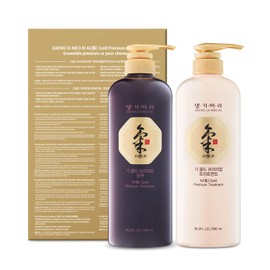 Daeng Gi Meo Ri- Ki Gold Premium Shampoo+Treatment Set, Effectively Moisture to Dry and Rough Hair, No Artificial Color, 780ml each