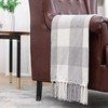 Grey White Buffalo Plaid Decor Blanket, Lightweight Soft Chenille Check