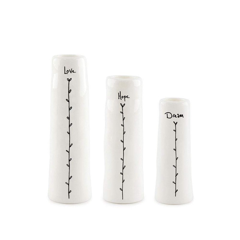 East of India Trio Of Bud Vases - Love, Hope,