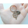 Bronze Four Leaf Clover Charm Keychain with Pinky Promise Charm