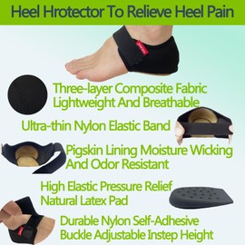 Vogana Heel Protector Pads Plantar Fascitis Protect Cups Adjustable Heel Support Suitable for Heel Cracks and Bone Spurs to Relieve Heel Pain Pressure Black L
