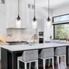 Modern Glass Pendant Lights Kitchen Island, 1-Light Matte Black Pendant