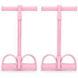 Banda de Resistencia de Pedal de 4 Tubos, Cuerda Elástica para Entrenamiento de Abdominales, Estiramiento de Yoga y Equipo de Fitness (Rosa)