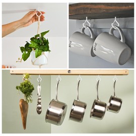 Screw Hooks, Pack of 10 Ceiling Hooks, Eyelet Screw, Wall Hooks for Screws, Hook Screws, Eye Plate, Screw Eyelets, Screw Hooks, Stainless Steel, Screw Hooks, White, Stainless Steel Hooks