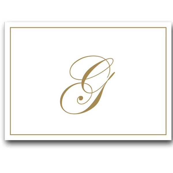 Gold Embossed Initial Note Cards Letter G Boxed Set of 8 Cards and Envelopes