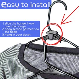 Bellaeasybeauty Hanger Hooks - Space-Saving Closet Organizers – Ideal for Clothes, Accessories & Bags - 20 Pack of Black