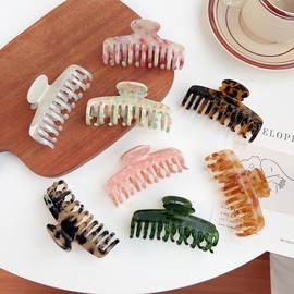 Luxurious Hair Claw Clip for Women, Round Double-Tooth Hair Clip Ponytail Confetti Floral 8.7CM - Papia Direct Transaction 10ea