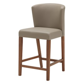 Baxton Studio Olivia Mid-Century Modern Scandinavian Style Dark Walnut Wood with Grey Faux Leather Pub Stool (Set of 2)