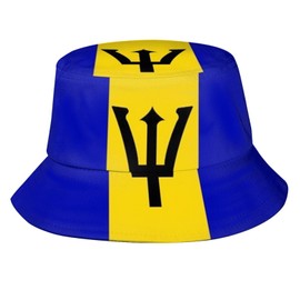 Cute Barbados Flag Bucket Hats Reversible Fisherman Cap Packable Sun Hat for Women Men