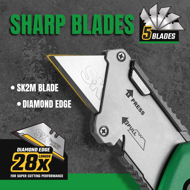 SK Folding Utility Knife with Additional Wire Cutter, Quick Change