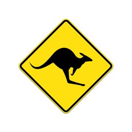 Australian Kangaroo Warning Road Sign Sticker Decal - Self Adhesive Vinyl - Weatherproof - Made in USA - signs animal animals australia Sized 2" W x 2" H