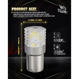 RENO 1156 LED Bulb for Reverse Light Bulbs, 7506 BA15S P21W LED Bulb for Backup Reverse Tail Parking Brake DRL Turn Signal RV Interior Lights Replacement Lamp, Pack of 2