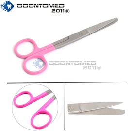 OdontoMed2011 Operating Scissor, Sharp/Blunt, Straight, 5.5" Pink Color Coated Handle