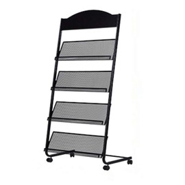 Floor-Standing Magazine Rack Information Rack Storage Rack Newspaper Rack Display Rack Manual Book Rack Single Page Simple Iron (Black)