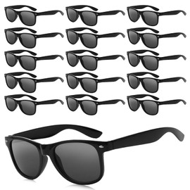 Pack of 16 Vintage Rectangular Sunglasses for Men and Women, Fashion Sunglasses, Party Sunglasses, Retro Glasses with UV Protection Sunglasses, Black Sunglasses for Outdoor Travel Driving, black