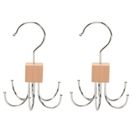 Tie Hanger, Belt Hanger, Tie Hanger, Wooden Skirt Hanger, Storage, Multi-functional, Small Items, Space-saving, 6-Piece Closet, Hat (Natural x 2 Pieces)