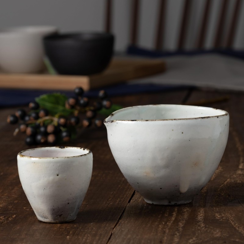 Marui Pottery MR-3-4313 Shigaraki Ware Hechimon Guinomi, Ochoko, Diameter Approx.