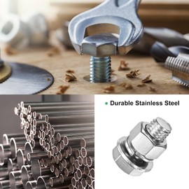 M METERXITY 10-Pack Hex Head Screw Bolt with Nuts Flat & Lock Washers M12x25mm Stainless Steel Bolts and Nuts Kit Fully Threaded Metric Bolt Assortment for Equipment/Machinery