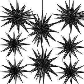 8 Pcs Star Balloons, Huge Black Explosion Star Aluminum Foil Spike Balloons for Birthday, Baby Shower, Wedding, Bachelorette Party, Black Party Decorations Supplies