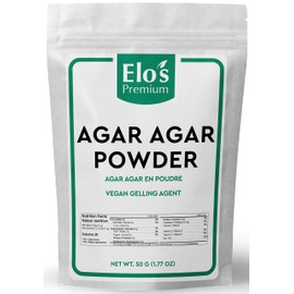 Agar Agar Powder by Elo’s Premium (50 g) Packaged in Canada, Vegan Gelling Agent, Vegetarian Cheese Powder, Gluten Free & Keto Friendly, Healthy Gelatin Substitute Thickener, Odor Free, Perfect for Vegan Cheese, Jellies, Vegan Desserts and More