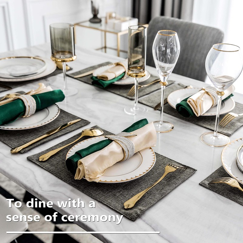 Home Brilliant Grey Table Mats 6 Pcs, Rectangle Large Placemats