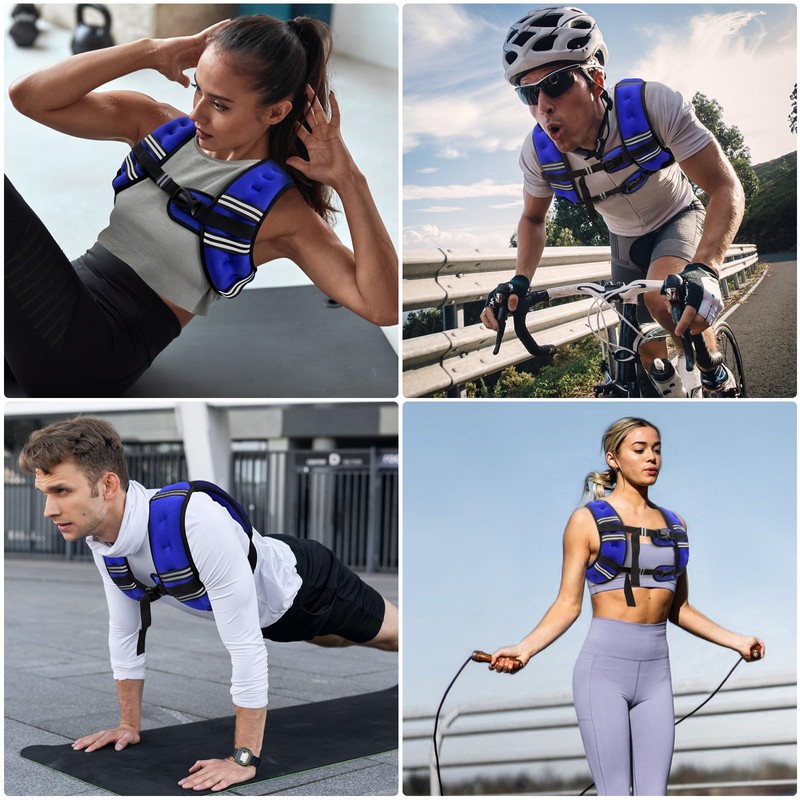 Zeerun Weighted Vest, 6lb/8lb/10lb/12lb/15lb/18lb/20lb/24lb/30lb for Men Women, Reflective Stripe Adjustable