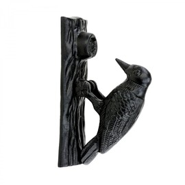 Renovators Supply Manufacturing Woodpecker Door Knocker Cast Iron RSF Finish 6.5 Inch Rustic Front Door Hardware with Mounting Screws