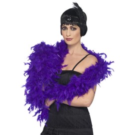 Smiffys Deluxe Boa, Purple Feather, 180cm, 80g, 1920's Razzle Fancy Dress, Adult Dress Up Accessories