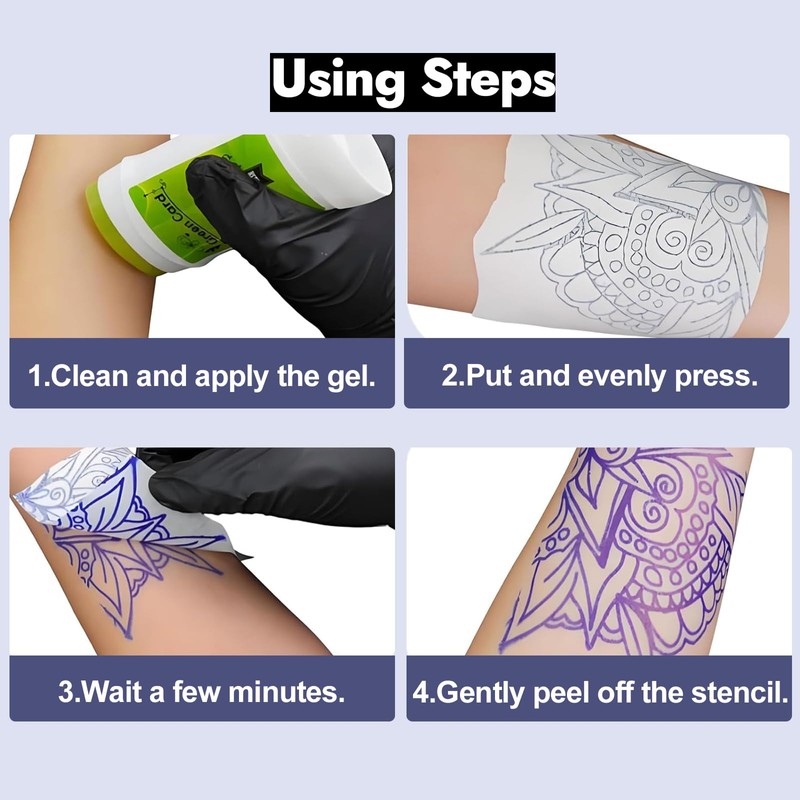 MIUXIA Tattoo Stencil Paper Transfer Gel Combo Kit - 100