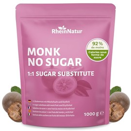 RheinNatur Monk Fruit Sugar Substitute 1 kg - 1:1 Replacement for Sugar from Monk Fruit & Erythritol - Vegan - 1000 g Bag