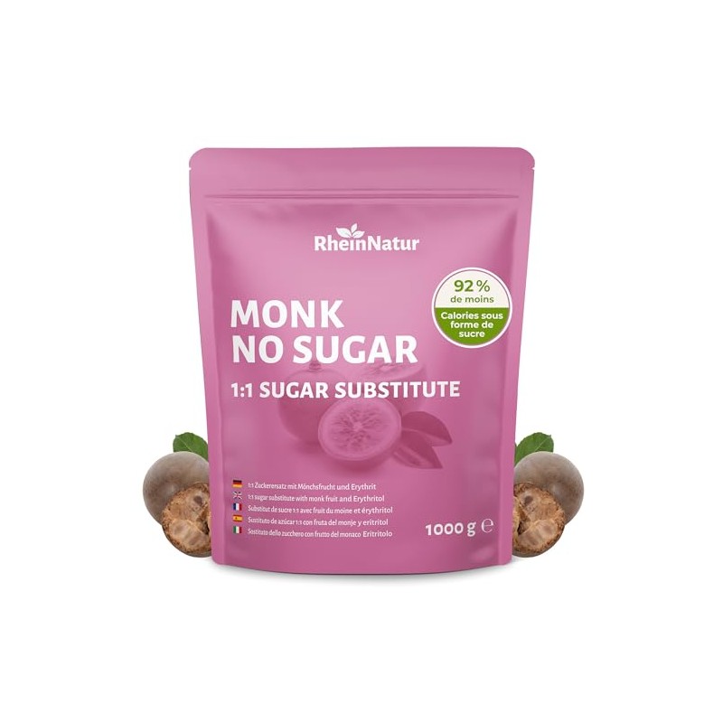RheinNatur Monk Fruit Sugar Substitute 1 kg - 1:1 Replacement