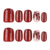 24 Pcs Short Press on Nails Square Red Glitter Fake