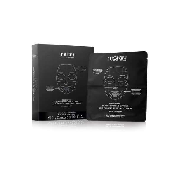 111SKIN Celestial Black Diamond Lifting and Firming Treatment Mask | Anti-Aging | Tone, Tighten, Retexturize Complexion | Set of 5 (2.5 oz each)