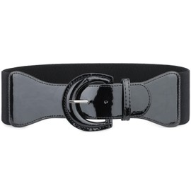 JasGood Women's Stretchy Belt for Dress, Vintage Wide Elastic Waist Belt, Fashion Waist Waistband, 2-black