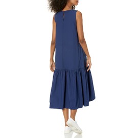 The Drop Women's Ilana Loose Sleeveless Wide-Hem Poplin Maxi Dress, Navy, XL