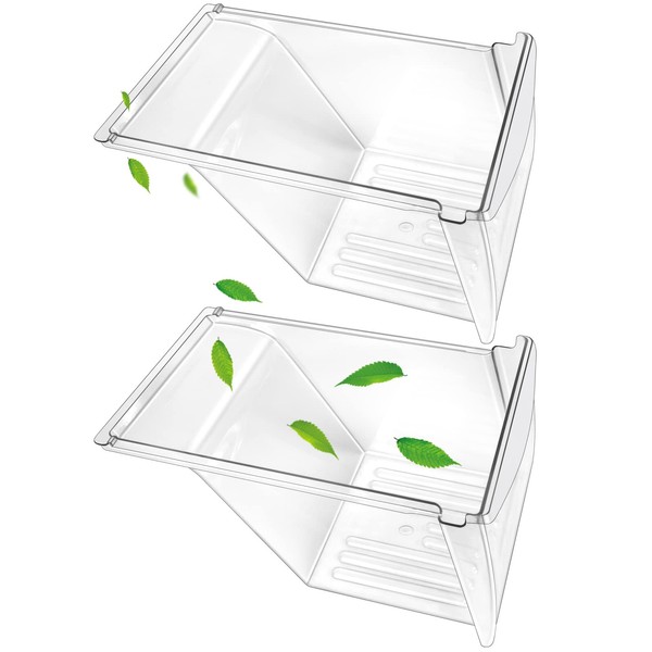 [2 PACK] Upgraded 240337103 Refrigerator Crisper Drawers Bins Compatible with Frigidaire Kenmore, Frigidaire Drawer Replacement for 240337100 AP2115741 240323007, Food-grade Materials