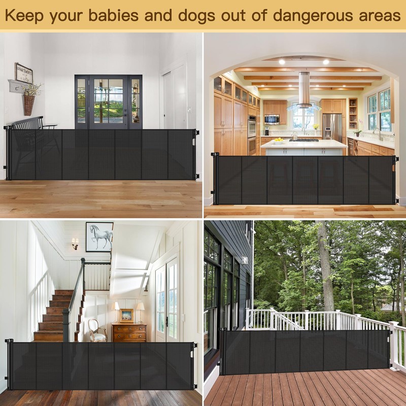 Reinforced 120 Inch Retractable Baby Gates Extra Wide Baby Gate