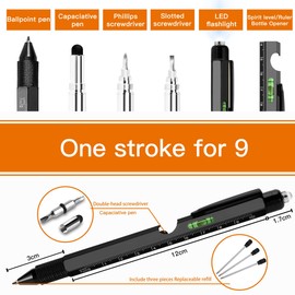 YOFIG Gifts for Men, Mens Gifts for Christmas, 9 in 1 Multi Tool Pen Gadgets for Men, Stocking Fillers for Men, Secret Santa Gifts for Men, Gifts for Dad, Christmas Gifts for Men Who Have Everything