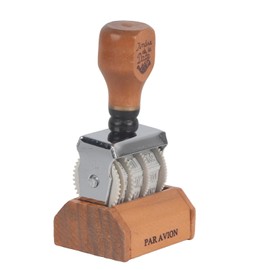 Aramox Sello de Fecha con Rodillo de Madera, Año Ajustable, Día del Mes, Material de Hierro de Madera con Impresión Transparente, Perfecto para Uso en la Oficina, la Escuela y el Hogar