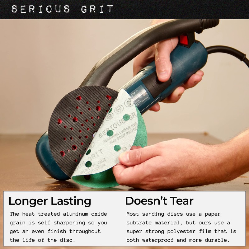 Serious Grit - 6-Inch 15-Hole 40 Grit Sanding Discs -
